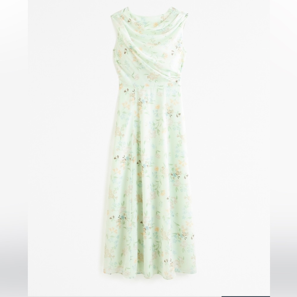 Abercrombie & Fitch Draped Open Back Maxi Dress - light green floral